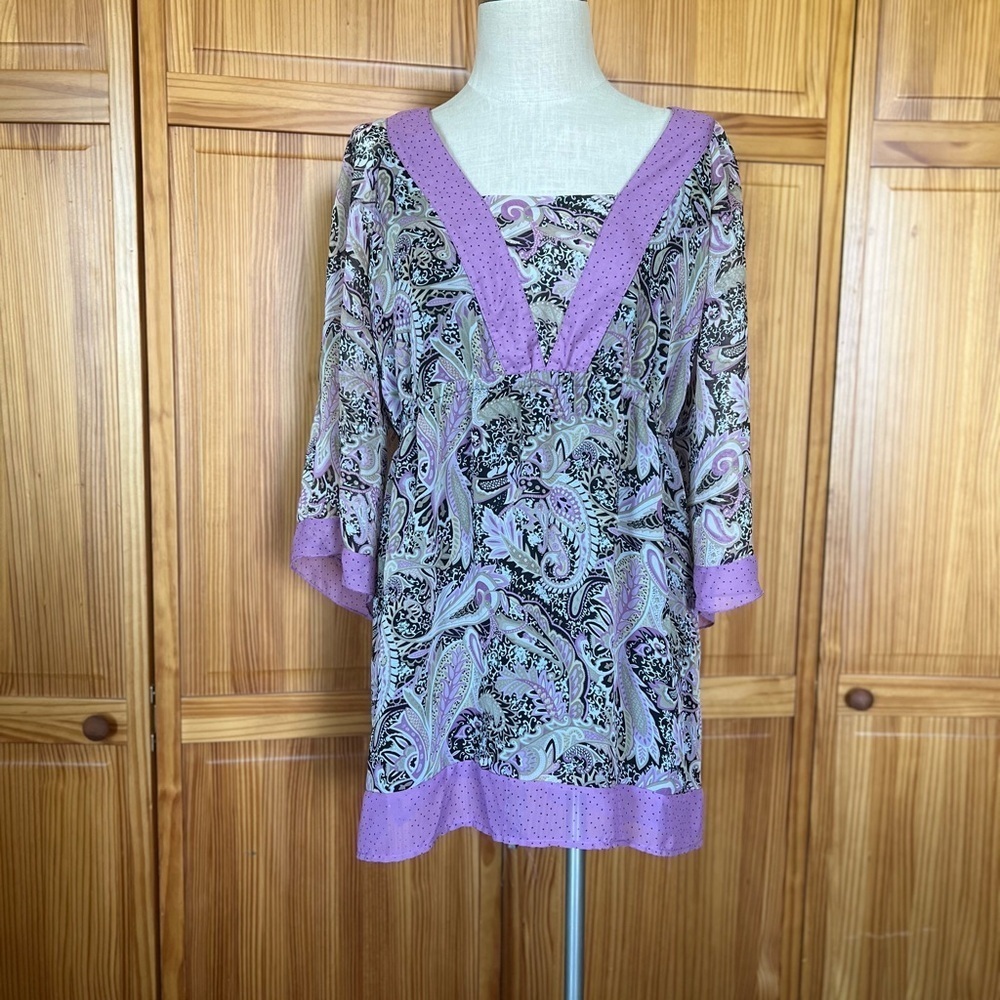 Separates by New YorkCity Design 22/24 Purple Paisley Polka Dot Blouse Plus Size - Picture 2 of 8